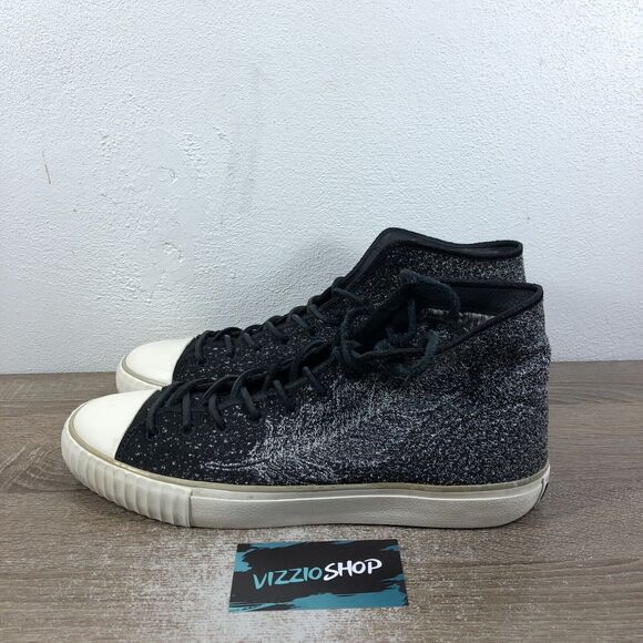 John Varvatos Bootleg Mid Feather Black Sneakers Men's 9.5 M A702B 006 - Picture 3 of 8